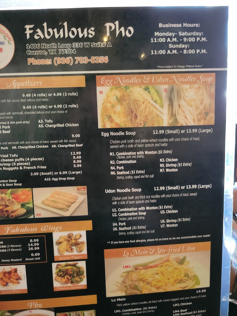 Menu Fabulous Pho Vietnamese Restaurant-10