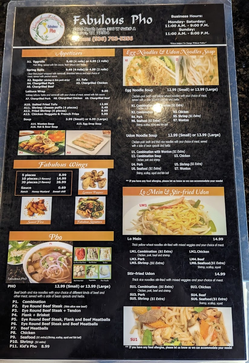 Menu Fabulous Pho Vietnamese Restaurant-5